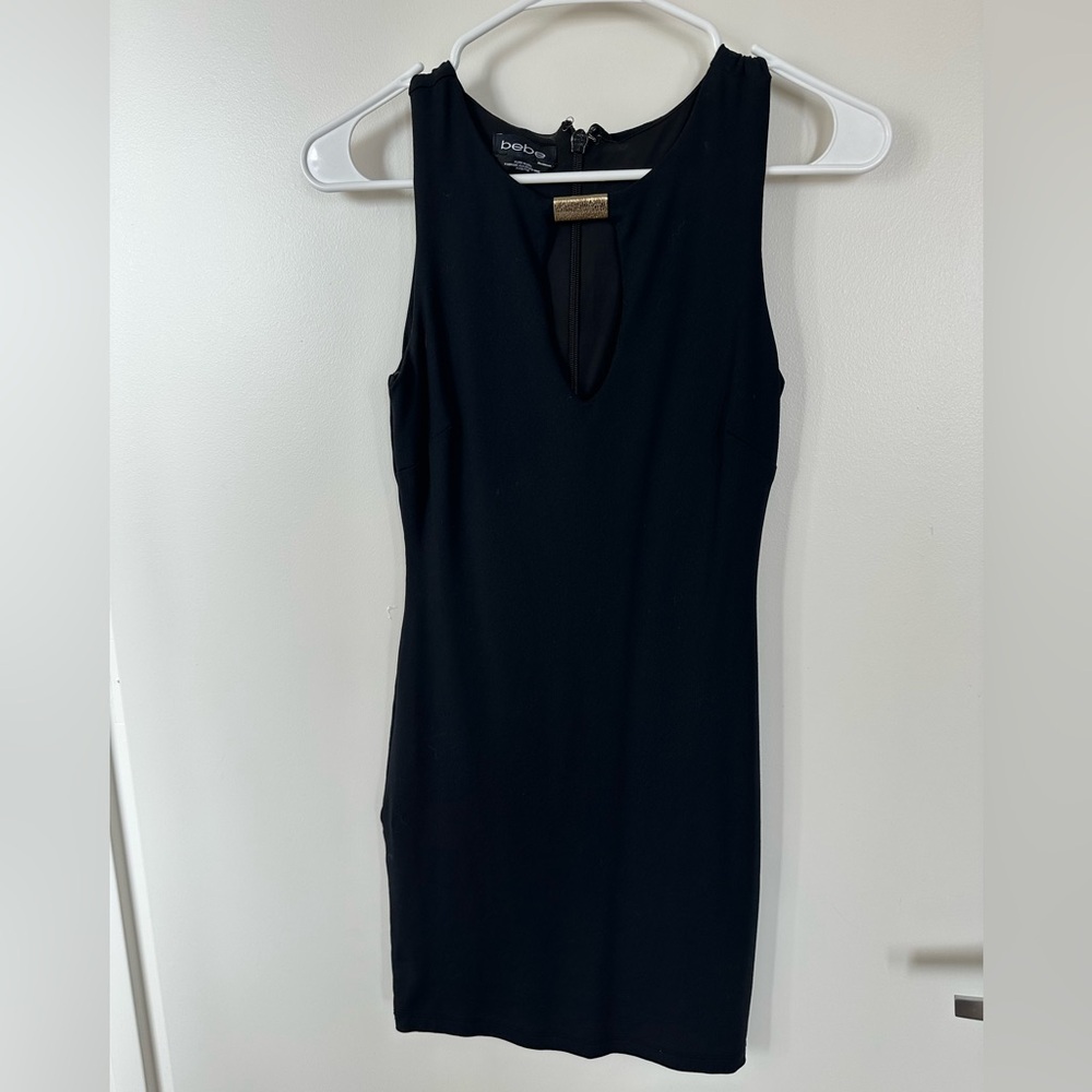 Bebe black bodycon mini dress zipper back
